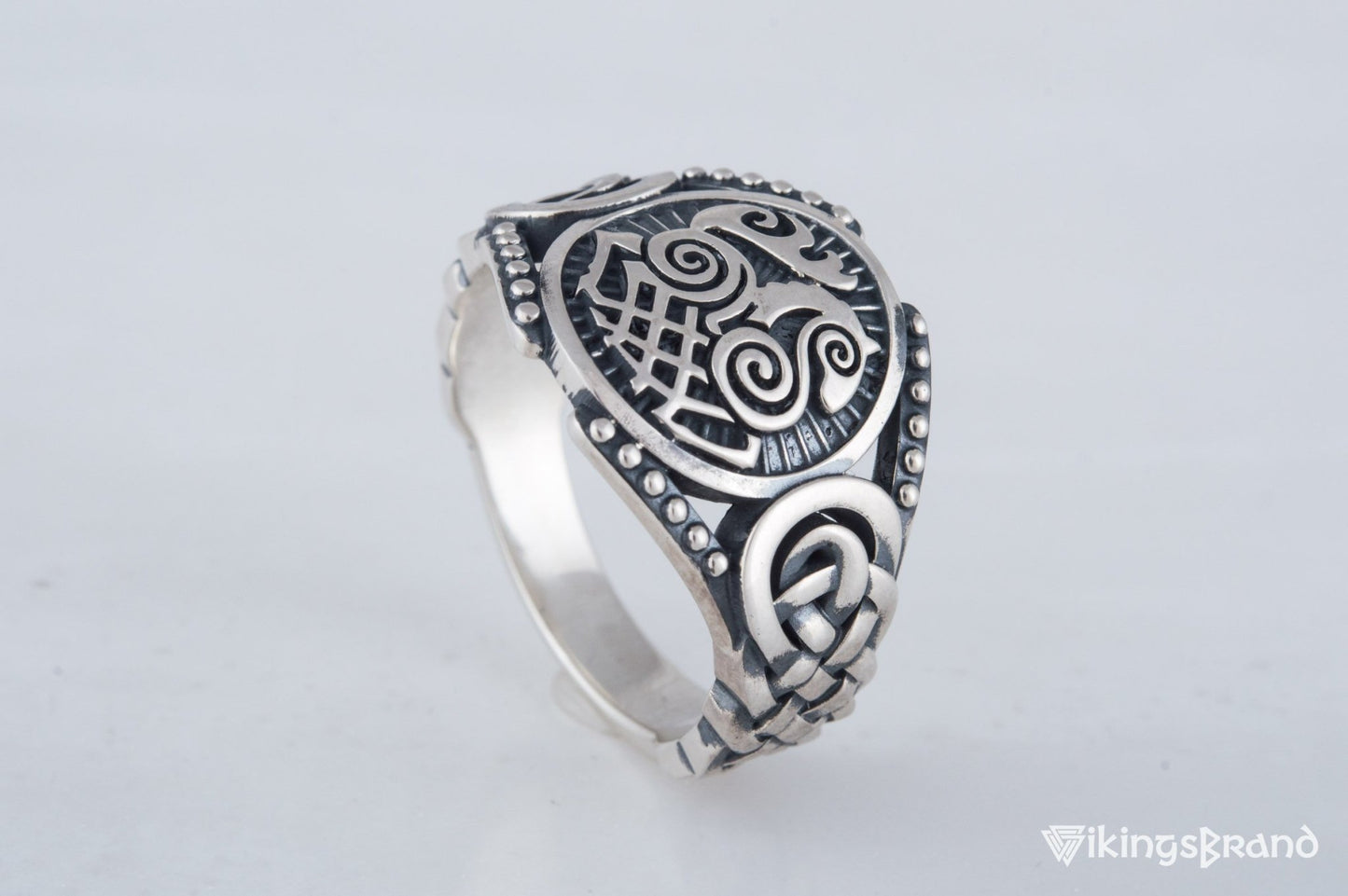 Sleipnir Viking Symbol with Viking Ornament Sterling Silver Handmade Jewelry