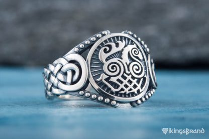 Sleipnir Viking Symbol with Viking Ornament Sterling Silver Handmade Jewelry
