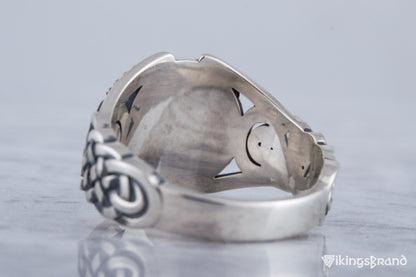 Sleipnir Viking Symbol with Viking Ornament Sterling Silver Handmade Jewelry