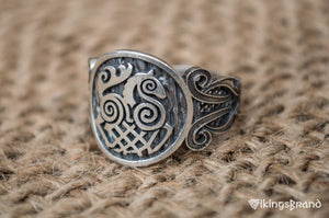 Sleipnir-Ring mit Gitterschiene, 925er Silber