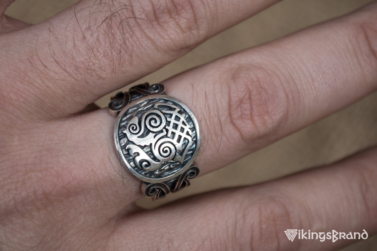 Sleipnir Viking Symbol with Viking Ornament Sterling Silver Norse Jewelry