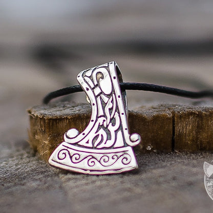 Small Perun's Axe with Ornament 925  Sterling Silver Pendant - VikingsBrand