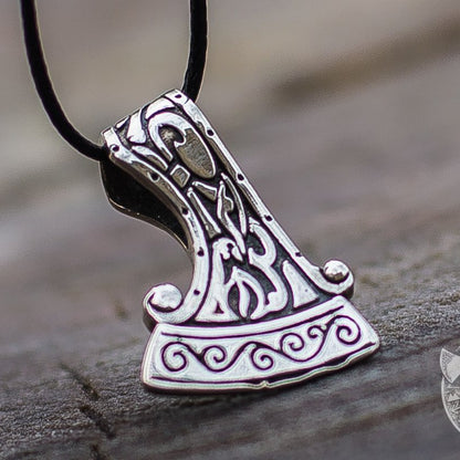 Small Perun's Axe with Ornament 925  Sterling Silver Pendant - VikingsBrand
