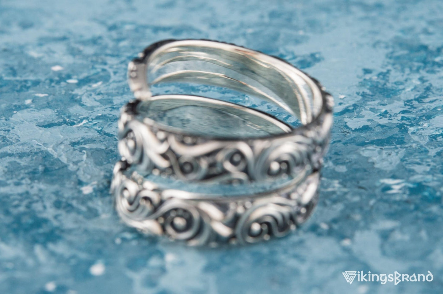 Snake Viking Style Ring with Ornament Sterling Silver Handmade Jewelry