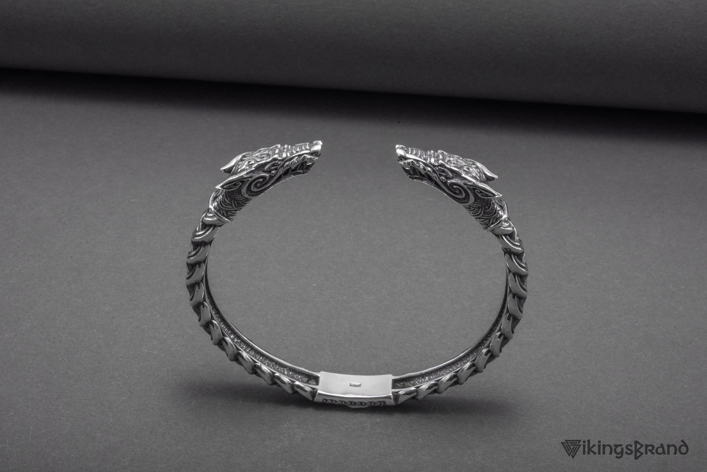 Solid 925 Sterling Silver Fenrir Arm Ring with Norse Ornaments