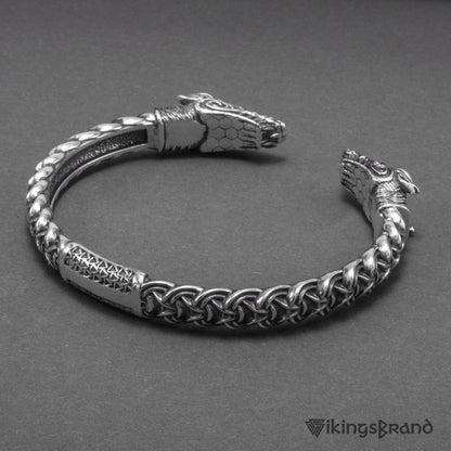 Solid 925 Sterling Silver Fenrir Arm Ring with Norse Ornaments