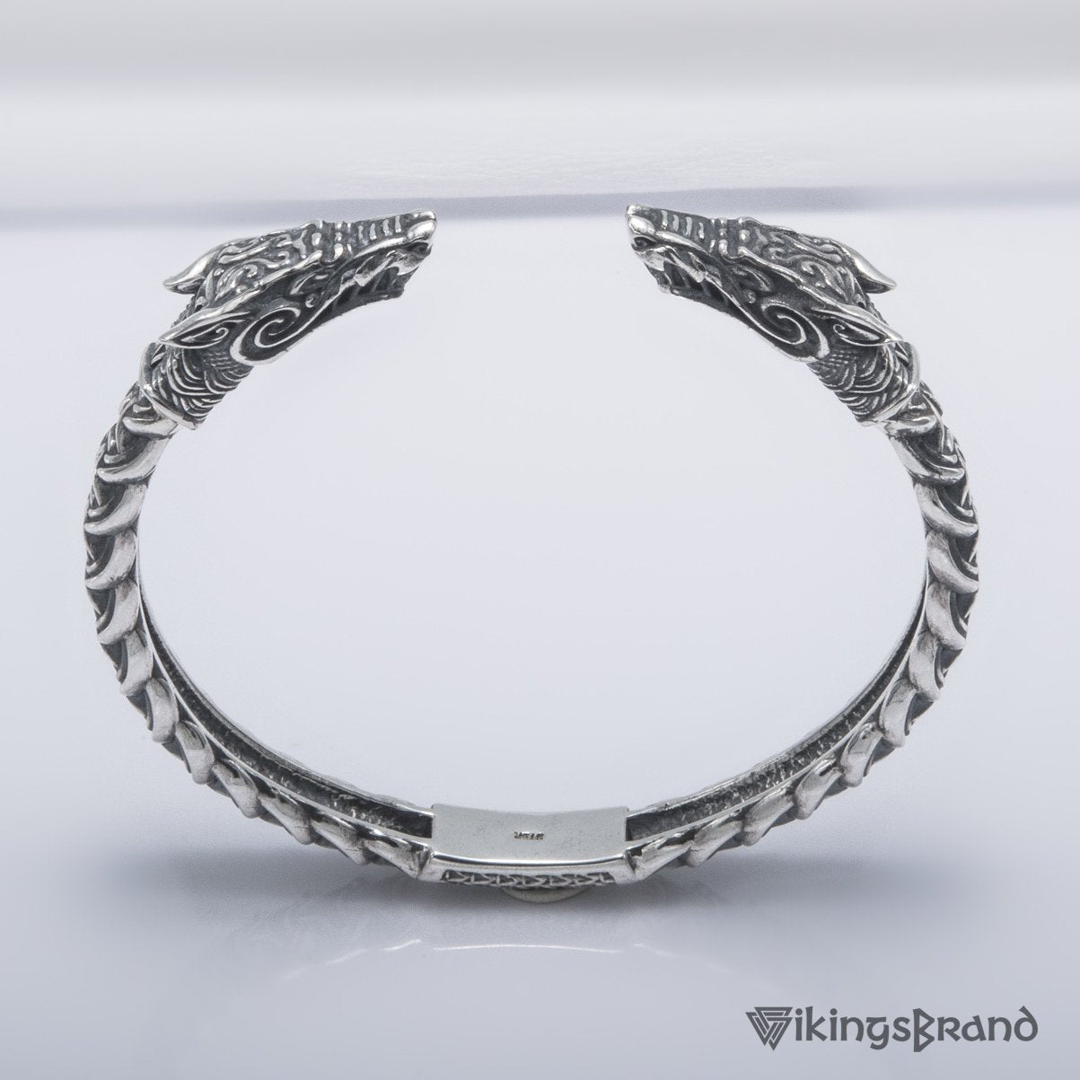 Solid 925 Sterling Silver Fenrir Arm Ring with Norse Ornaments