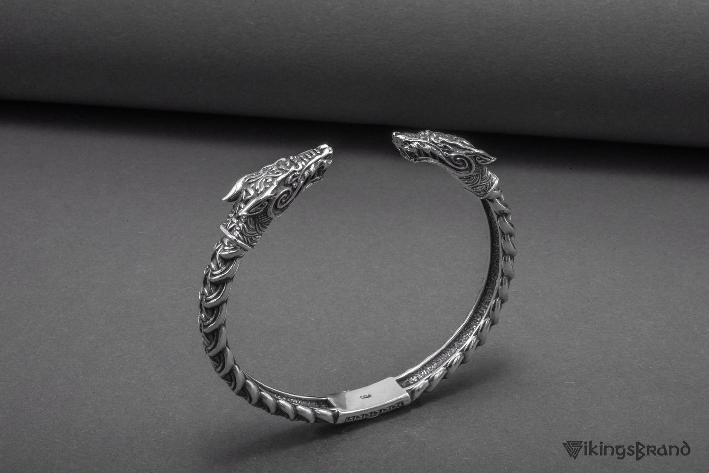 Solid 925 Sterling Silver Fenrir Arm Ring with Norse Ornaments