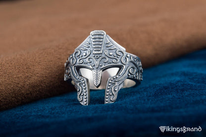 Spartan Viking Helmet Ring Sterling Silver Handcrafted Jewelry