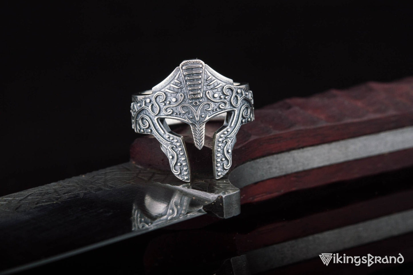 Spartan Viking Helmet Ring Sterling Silver Handcrafted Jewelry