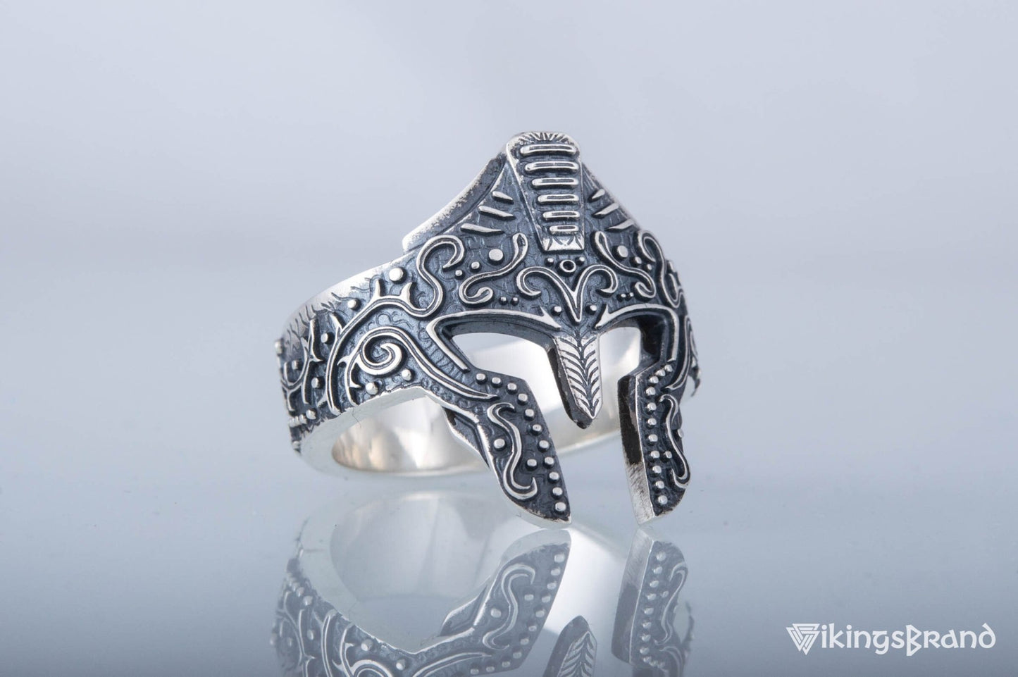 Spartan Viking Helmet Ring Sterling Silver Handcrafted Jewelry