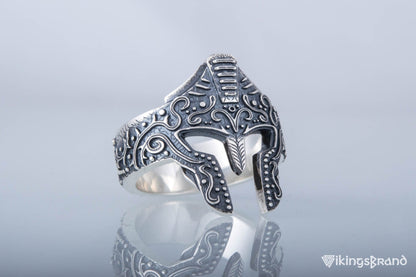 Spartan Viking Helmet Ring Sterling Silver Handcrafted Jewelry