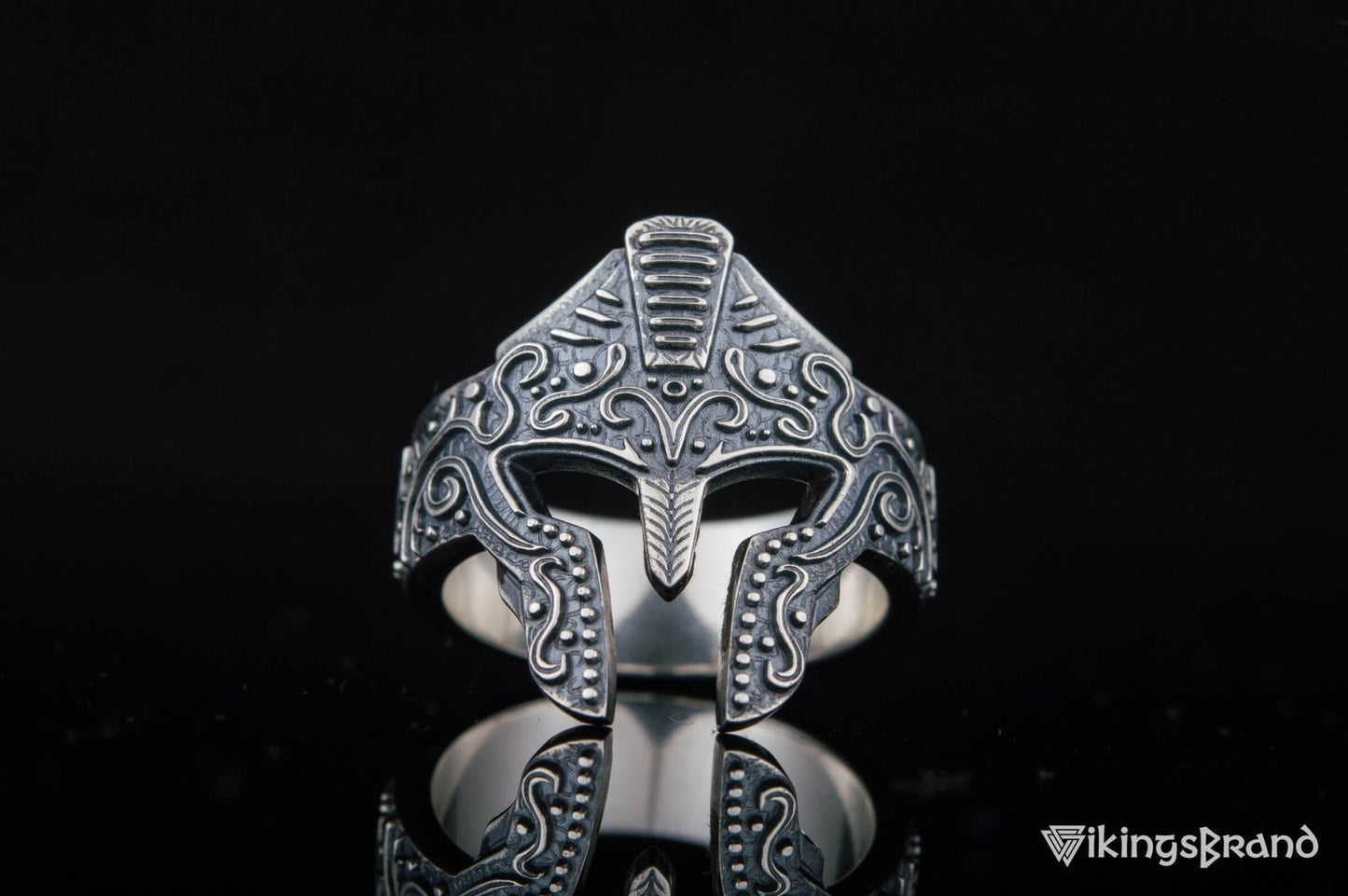 Spartan Viking Helmet Ring Sterling Silver Handcrafted Jewelry