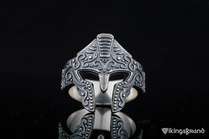 Spartan Viking Helmet Ring Sterling Silver Handcrafted Jewelry