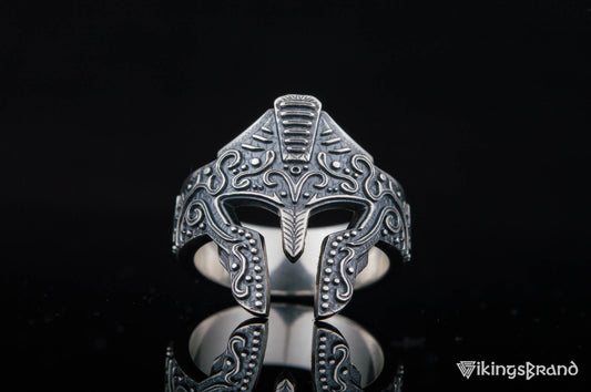 Spartan Viking Helmet Ring Sterling Silver Handcrafted Jewelry