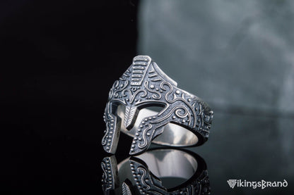 Spartan Viking Helmet Ring Sterling Silver Handcrafted Jewelry