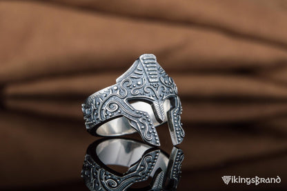 Spartan Viking Helmet Ring Sterling Silver Handcrafted Jewelry