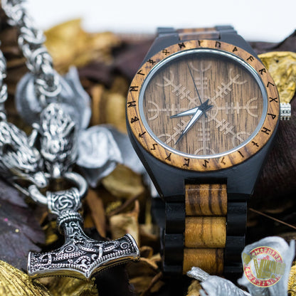 SPECIAL OFFER! Ivar Wooden Watch & Massive Chain Mjolnir Necklace - INSANE PRICE - VikingsBrand