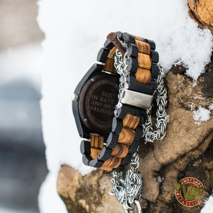 SPECIAL OFFER! Ivar Wooden Watch & Massive Chain Mjolnir Necklace - INSANE PRICE - VikingsBrand