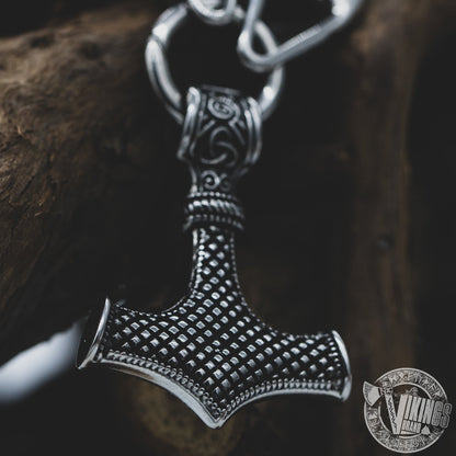 SPECIAL OFFER! Massive Chain Viking Men Necklace with Wolf Heads and Mjolnir Pendant - VikingsBrand