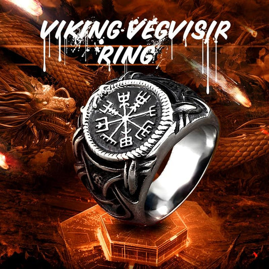Stainless Steel Viking Vegvisir Ring - VikingsBrand