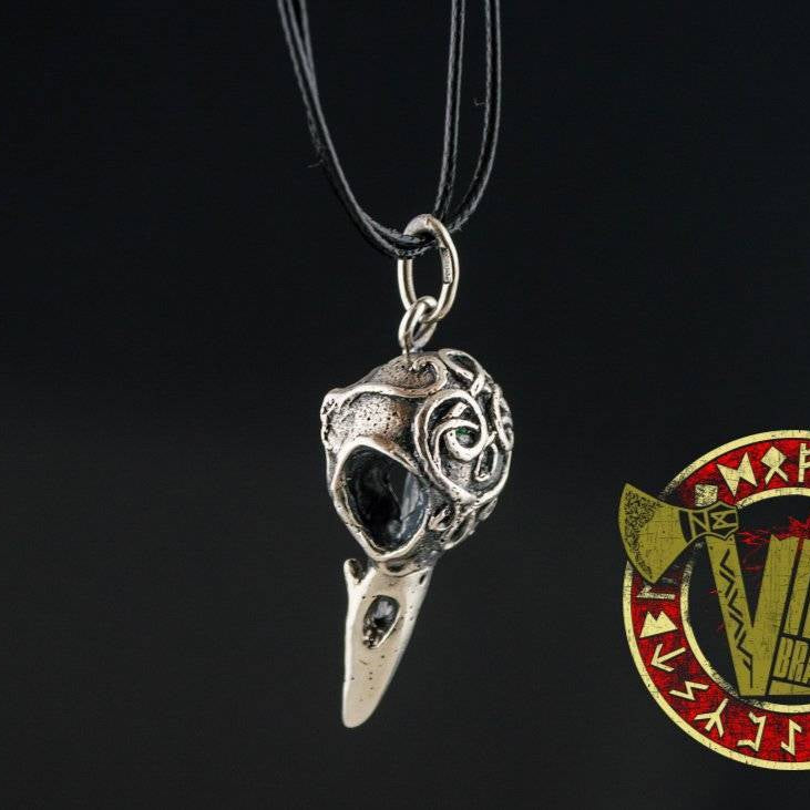 Sterling Silver Crow Skull Viking Pendant - VikingsBrand