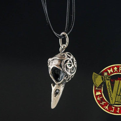 Sterling Silver Crow Skull Viking Pendant - VikingsBrand