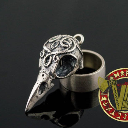 Sterling Silver Crow Skull Viking Pendant - VikingsBrand