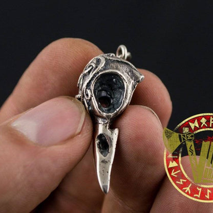 Sterling Silver Crow Skull Viking Pendant - VikingsBrand