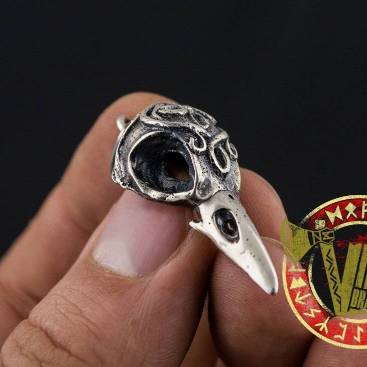 Sterling Silver Crow Skull Viking Pendant - VikingsBrand