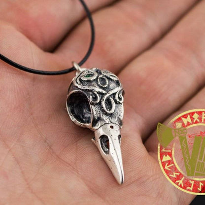 Sterling Silver Crow Skull Viking Pendant - VikingsBrand
