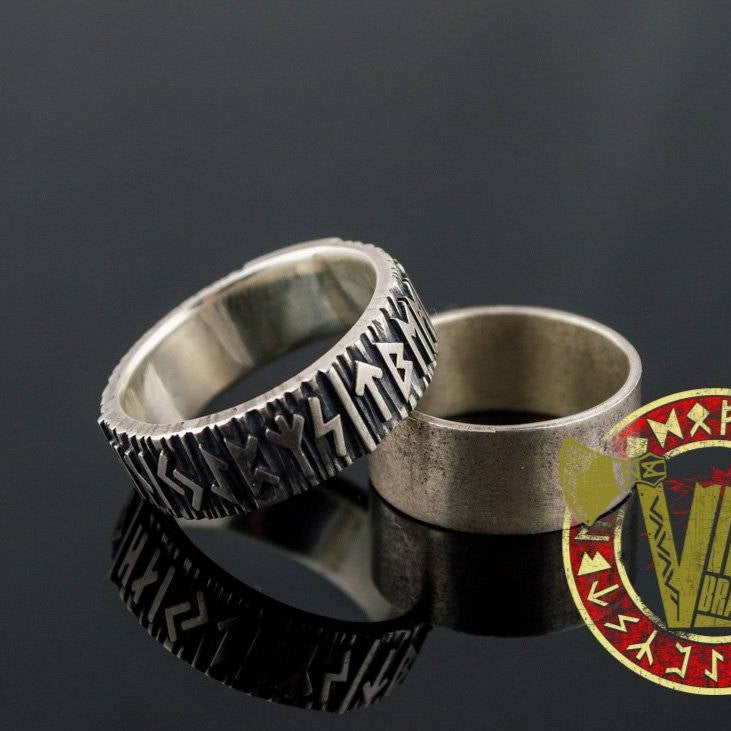 Sterling Silver Elder Futhark Runes Ring - VikingsBrand