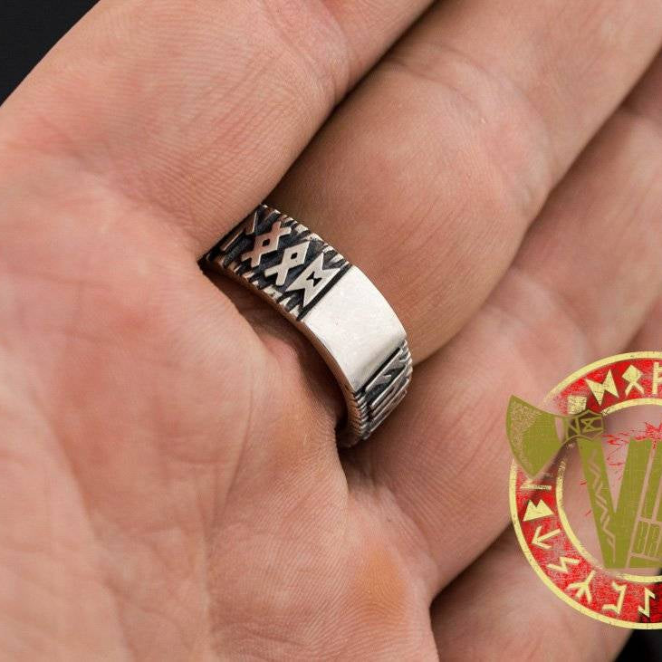 Sterling Silver Elder Futhark Runes Ring - VikingsBrand