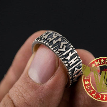 Sterling Silver Elder Futhark Runes Ring - VikingsBrand