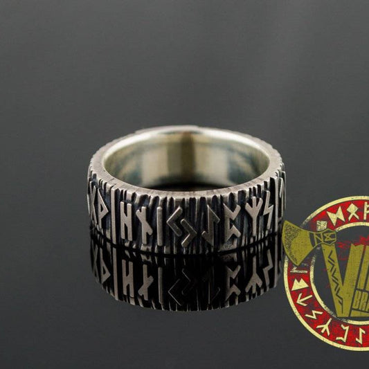 Sterling Silver Elder Futhark Runes Ring - VikingsBrand