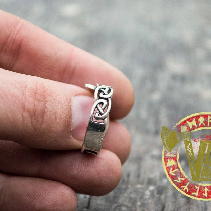 Sterling Silver Fenrir Ring with Viking Ornament - VikingsBrand