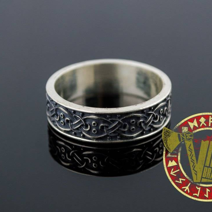Sterling Silver Norse Ornament Ring - VikingsBrand