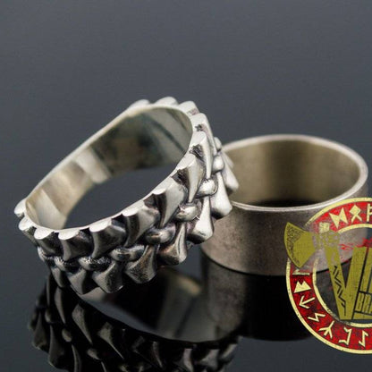 Sterling Silver Ring with Bone Ornament - VikingsBrand