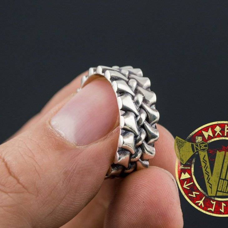 Sterling Silver Ring with Bone Ornament - VikingsBrand