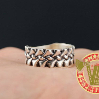 Sterling Silver Ring with Bone Ornament - VikingsBrand