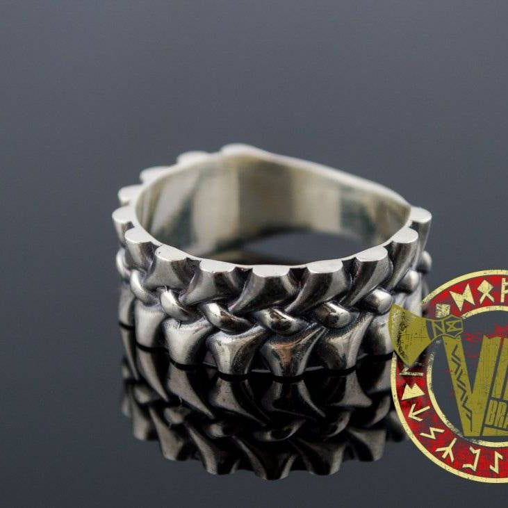 Sterling Silver Ring with Bone Ornament - VikingsBrand