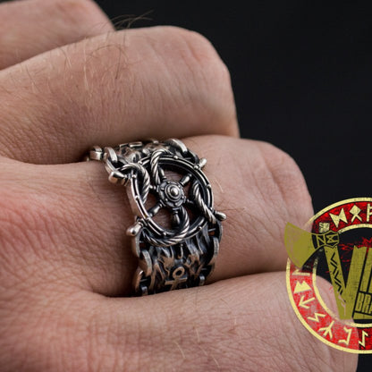 Sterling Silver Ring with Handwheel with Anchor and Chain - VikingsBrand