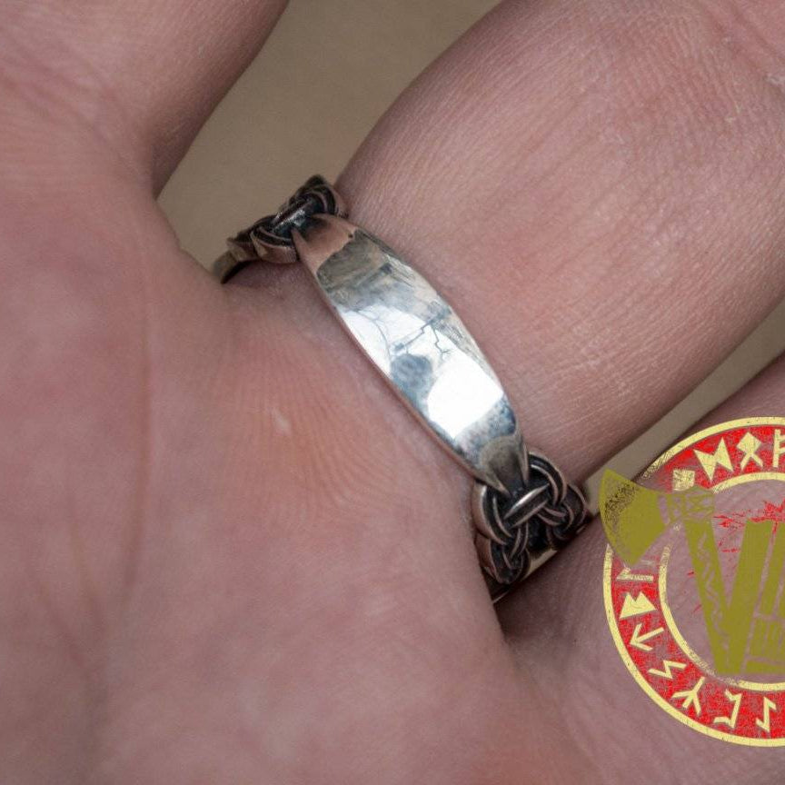 Sterling Silver Ring with Sleipnir Symbol and Norse Ornament - VikingsBrand