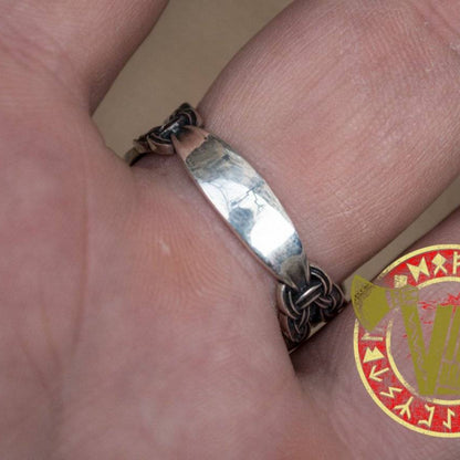 Sterling Silver Ring with Sleipnir Symbol and Norse Ornament - VikingsBrand