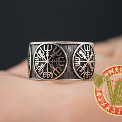 Sterling Silver Ring with Vegvisir Symbol - VikingsBrand