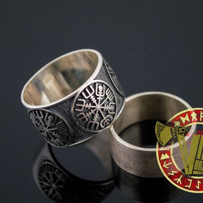 Sterling Silver Ring with Vegvisir Symbol - VikingsBrand