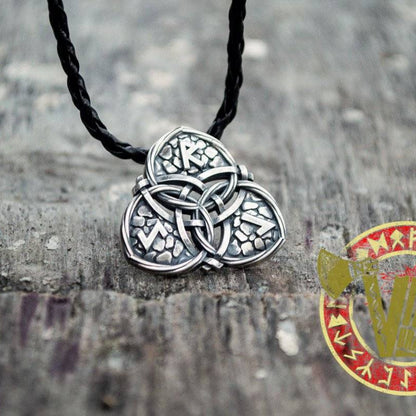 Sterling Silver Triquetra Symbol with Viking Runes Norse Pendant - VikingsBrand