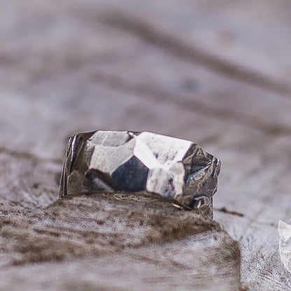Texture Wood and Stone 925 Sterling Silver Viking Ring - VikingsBrand