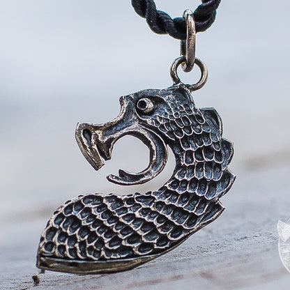 The Head of Drakkar Boat 925 Sterling Silver Pendant - VikingsBrand