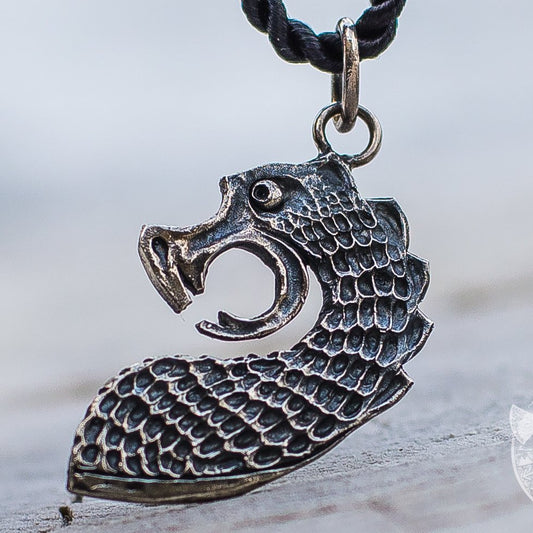 The Head of Drakkar Boat 925 Sterling Silver Pendant - VikingsBrand